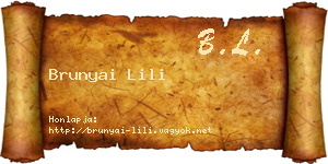 Brunyai Lili névjegykártya